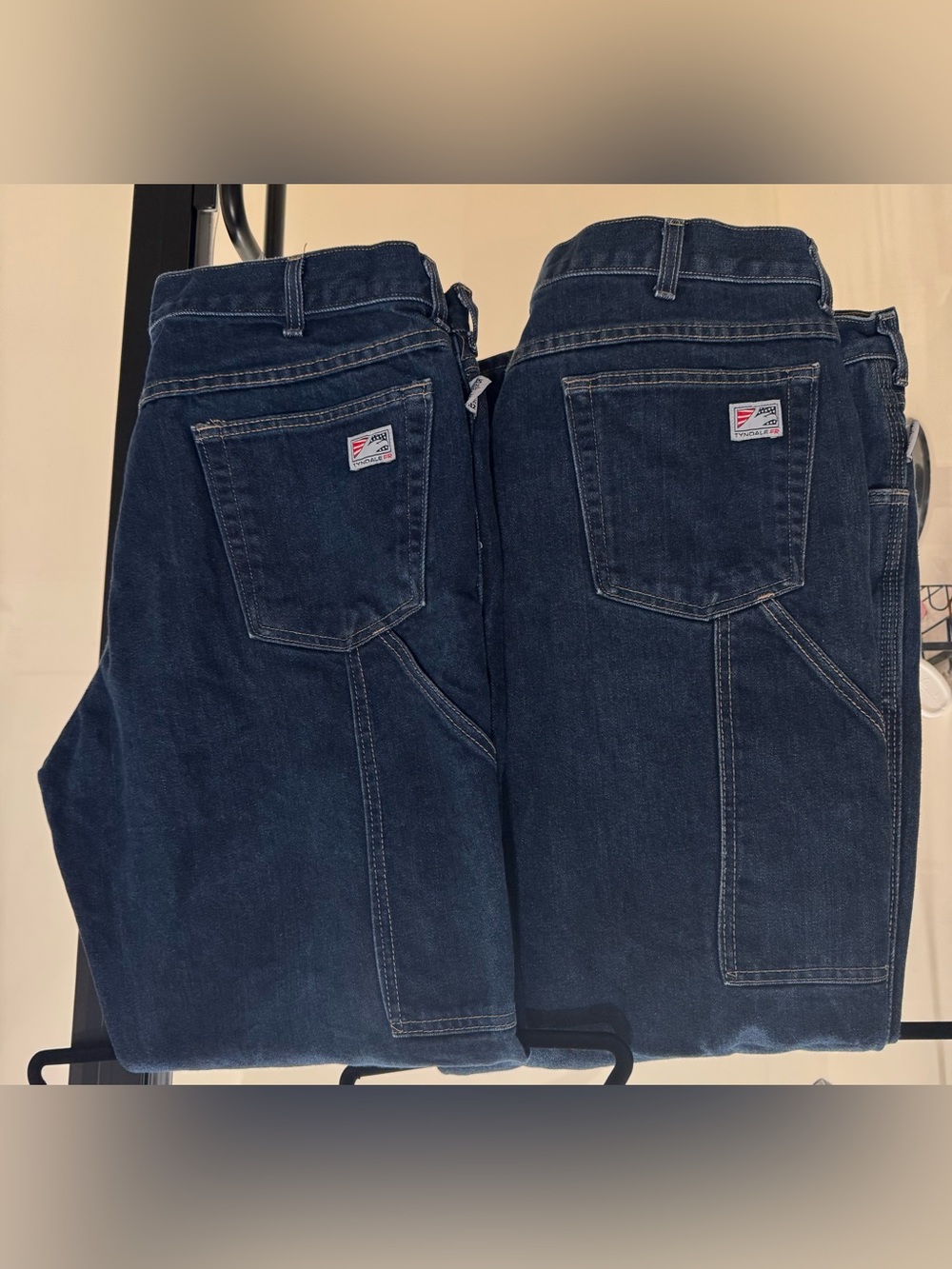 Men's Tyndale Flame Res. Dark Blue Work Jeans - Classic Straight Fit 38 x 32